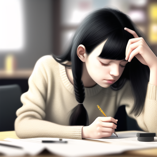 00216-2704964741-1girl, solo, black hair, hair ornament, pencil, realistic, closed eyes, hairclip, long hair, long sleeves, crossed arms, blurry,.png